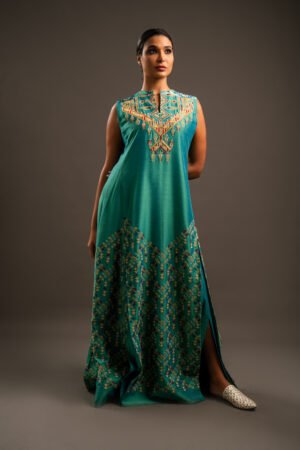 Badia Collection - Green Oasis Thob with Hand Embroidery and Beads