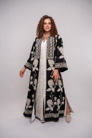 Arabi Collection- Midnight Garden Abaya Hand Embroidery and Beads Thobe