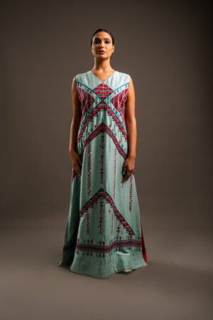 Arabi Collection - Blue Thob with Red Hand Embroidery and Beads