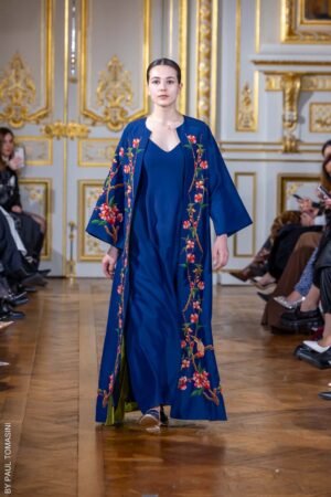 Arabi Collection - Night Blossom Hand Embroidery and Beads Thob with Drees