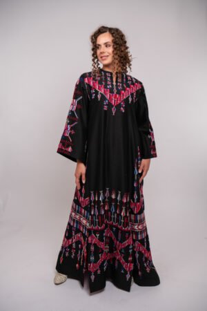 Badia Collection- Black Thobe with Multicolor Hand Embroidery and Beads